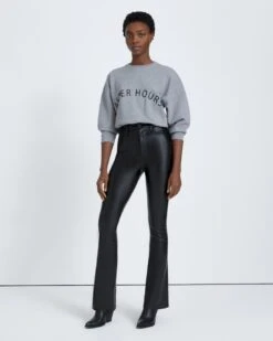 7 For All Mankind Faux Leather Ultra High Rise Skinny Boot In Black