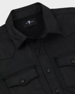 7 For All Mankind Coated Shirt In Black -7 For All Mankind Shop b3b558fb89493e5692385a6ef6df82f6