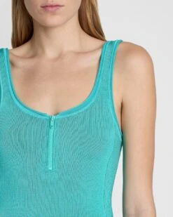 7 For All Mankind High Shine Quarter Zip Ribbed Tank In Atlantis -7 For All Mankind Shop b950f77181932d41bb732df1b2c23eef