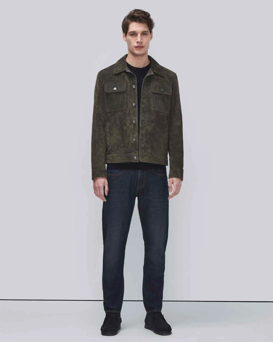 7 For All Mankind Modern Suede Trucker Jacket In Forest 5 7 For All Mankind Modern Suede Trucker Jacket In Forest - Image 3
