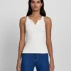 7 For All Mankind Quarter Zip Ribbed Tank In Antique White