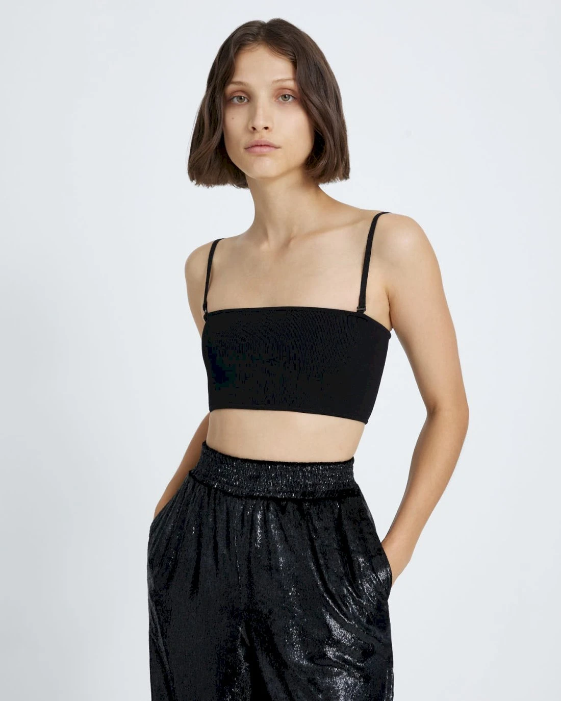 7 For All Mankind Zipper Bandeau Top In Black 3 7 For All Mankind Zipper Bandeau Top In Black