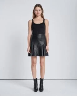 7 For All Mankind Leather Skater Skirt In Black -7 For All Mankind Shop dc561e3c1f53619469ac88155a5ee08d