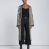 7 For All Mankind Jacquard Long Sweater Cardigan In Leopard