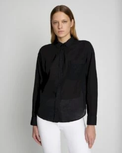 7 For All Mankind Classic Button Up Shirt In Black