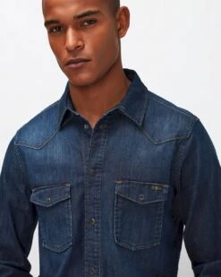 7 For All Mankind Stretch Tek Western Shirt In Elementary -7 For All Mankind Shop e89f0aa83c5c31e4d0701de64a56b7cd