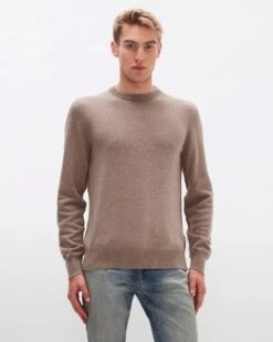 7 For All Mankind Cashmere Crew In Taupe