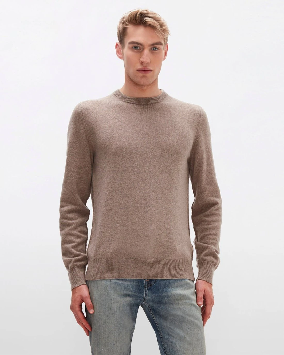 7 For All Mankind Cashmere Crew In Taupe 3 7 For All Mankind Cashmere Crew In Taupe